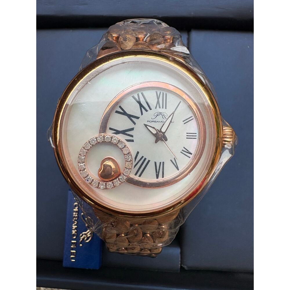 Porsamo Bleu Claire Diamond Mother of Pearl Rose Gold Watch NWT